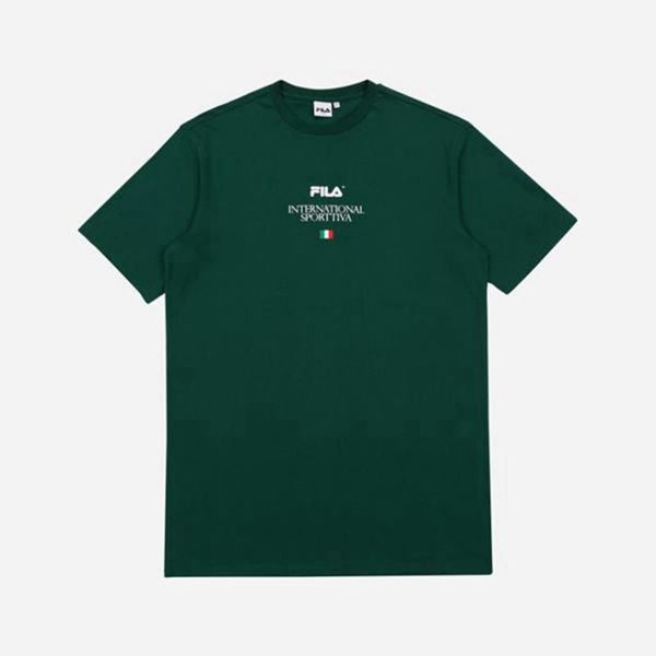 Fila Sportive Logo S/S Men's T-Shirts - Green,NZ 823-53679